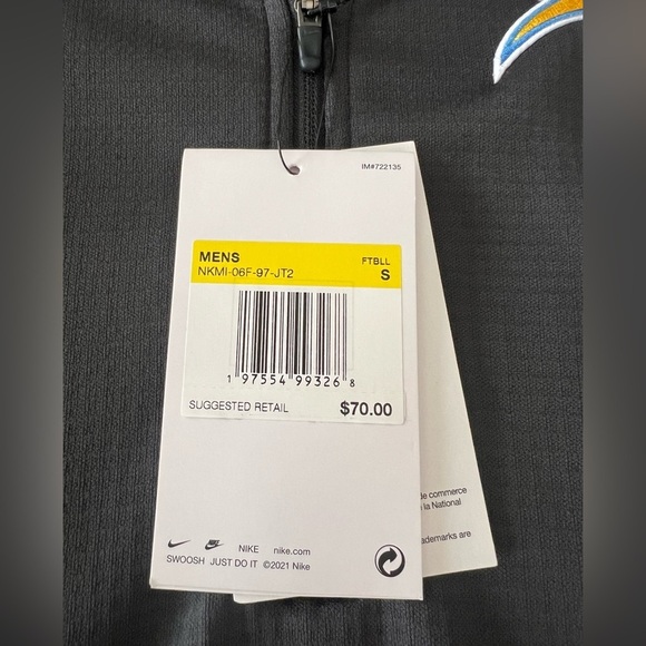 NWT Nike Men’s Los Angeles Chargers Logo Pacer Performance Half Zip Jacket Small - Picture 7 of 8